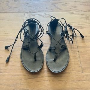 Madewell black leather gladiator wrap sandal